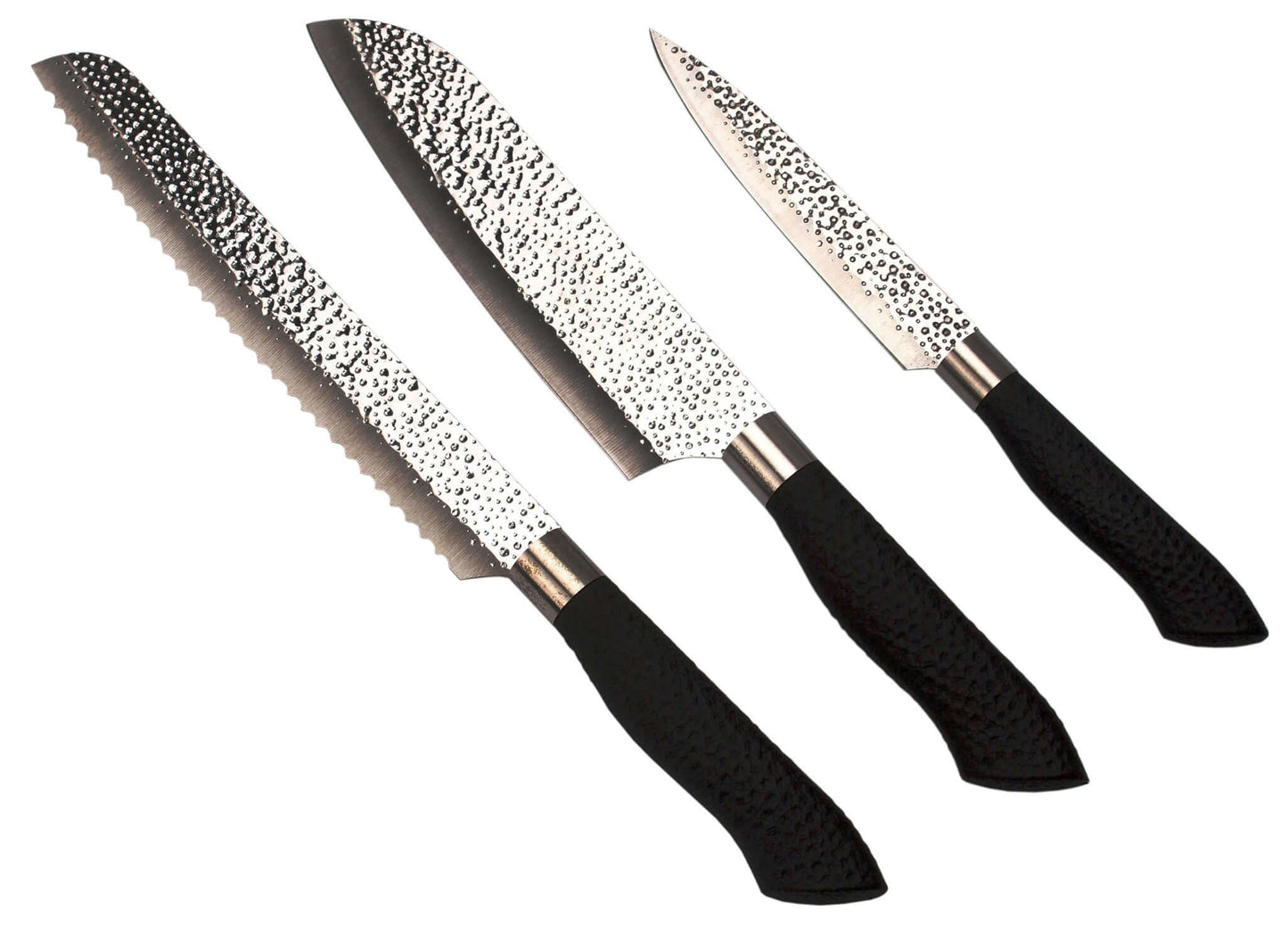 KINGHYPHYGAMING Hammered Blades 3 Piece Knife Set