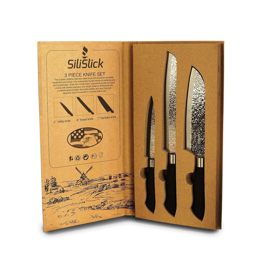 KINGHYPHYGAMING Hammered Blades 3 Piece Knife Set