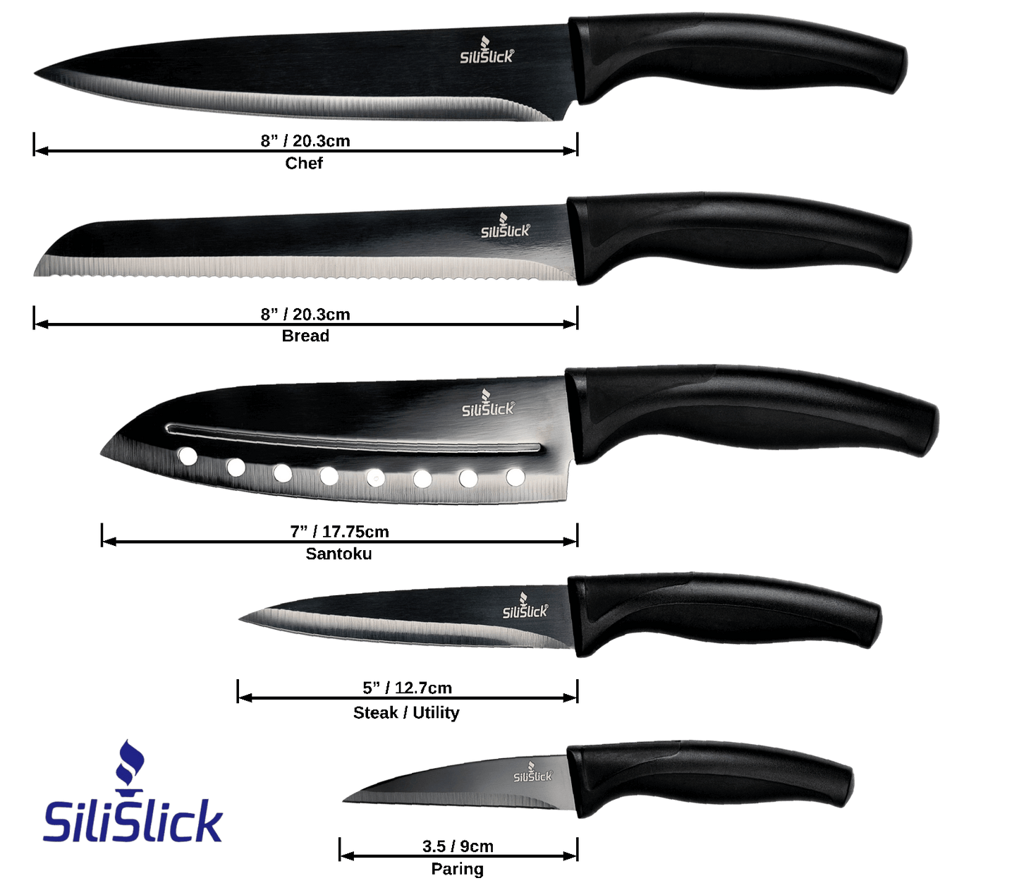 Hyphy Kitchen Knife Set | Black Magnetic Rack & Sharpener