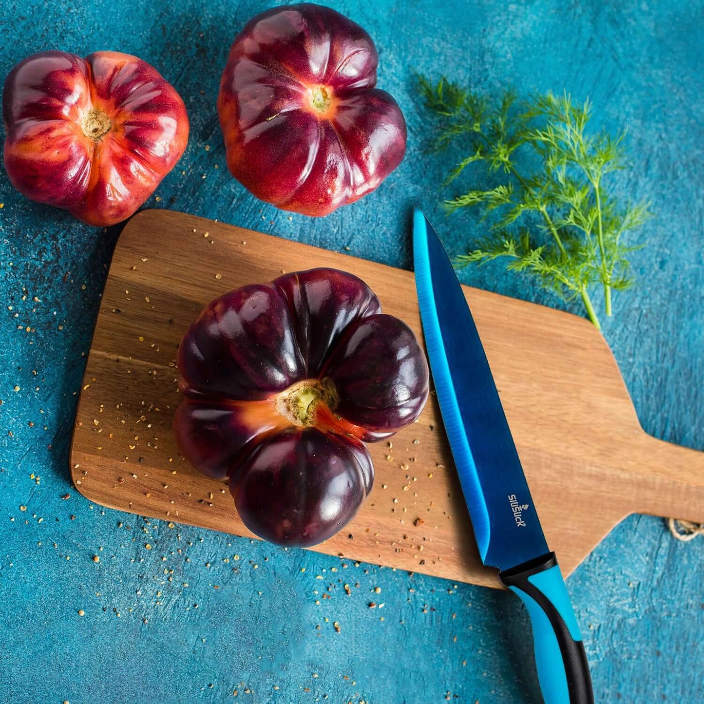 KING Kitchen Knife Set Kit & Black Magnetic Rack & sharpener